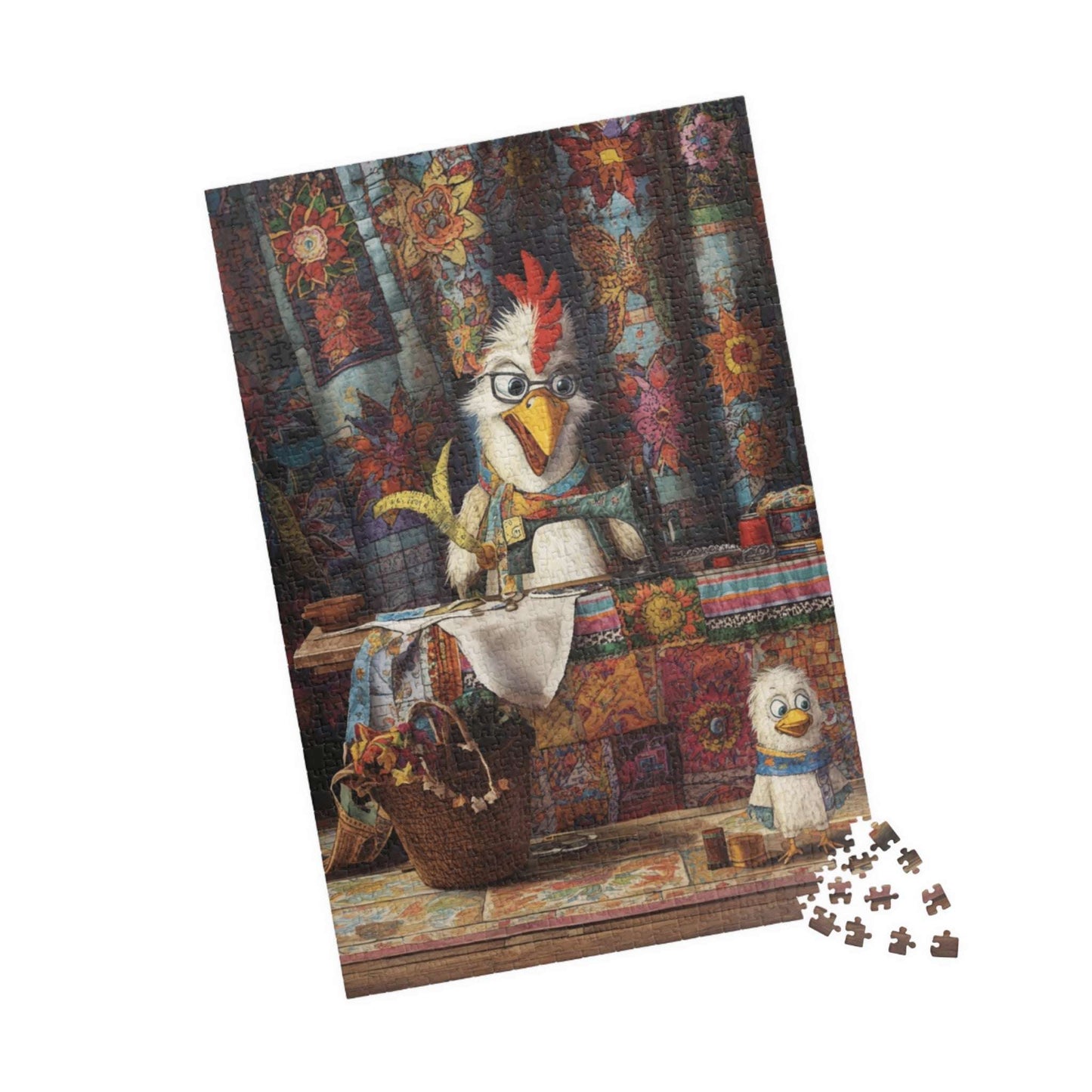 Chicken Tailor Jigsaw Puzzle, Farm Animal Sewing Theme Bird Game for Family Fun, Home Activity, Gift for Adult Puzzle Lovers, Brain Teaser Puzzle The Puzzle Chest