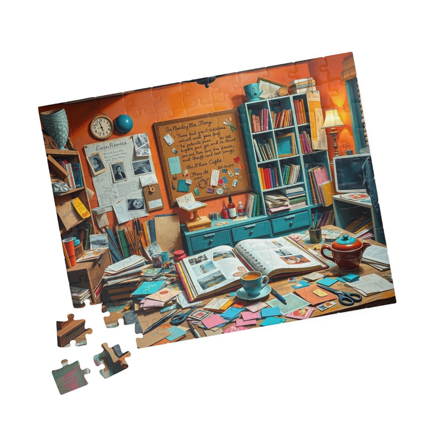 Vibrant Scrapbooking Studio Jigsaw Puzzle, Paper Crafting Table with Tools, DIY Art Scene, Hobby Gift, Puzzle Lover Art Enthusiast, Mindful Puzzle The Puzzle Chest