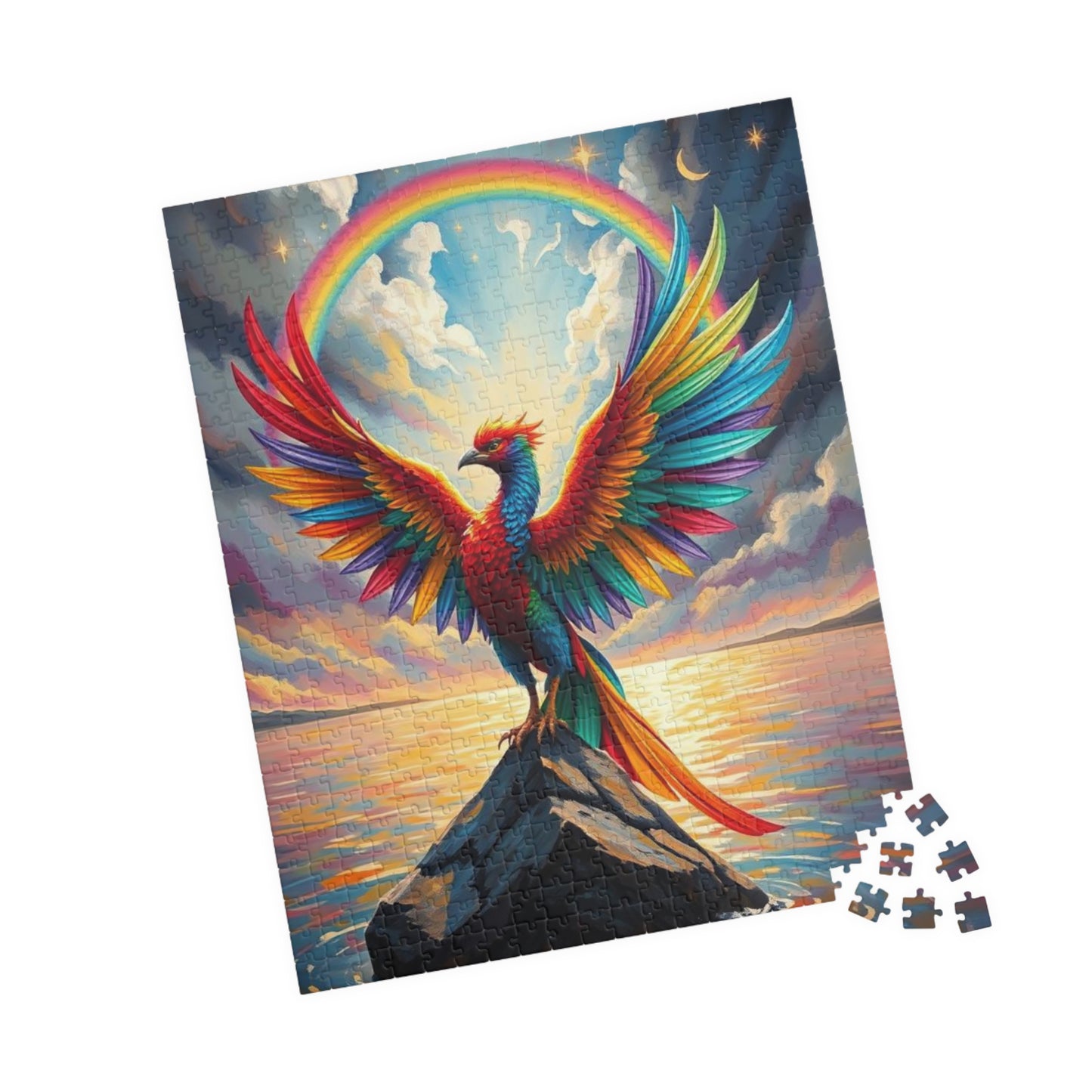 Rise in Rainbow Flame Jigsaw Puzzle, Colorful Phoenix Puzzle, Firebird Puzzle, LGBTQ Gift for Adult Pride Month Birthday Holiday Fun Puzzle The Puzzle Chest