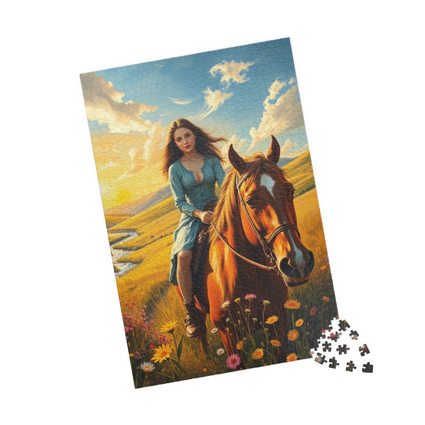 Puzzle, Horse Rider in Meadow, 110 252 520 1014-piece Gift Idea for Nature Lovers, Relaxing Pastime, Jigsaw Puzzle for Women and Girls, Puzzle The Puzzle Chest