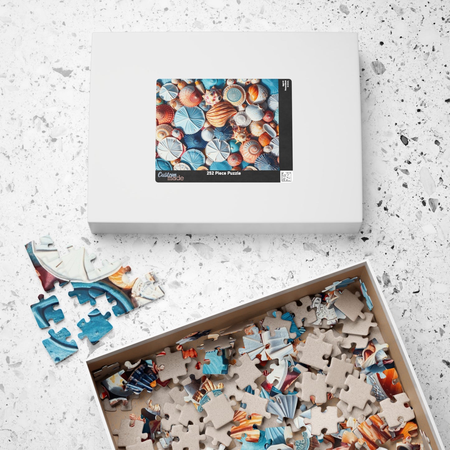 Seashell Collage Puzzle - 110/252/520/1014 Pieces, Marine Decor, Ocean Lover and Puzzle Enthusiast Gift, Family Fun, Beach-Themed Activity Puzzle The Puzzle Chest