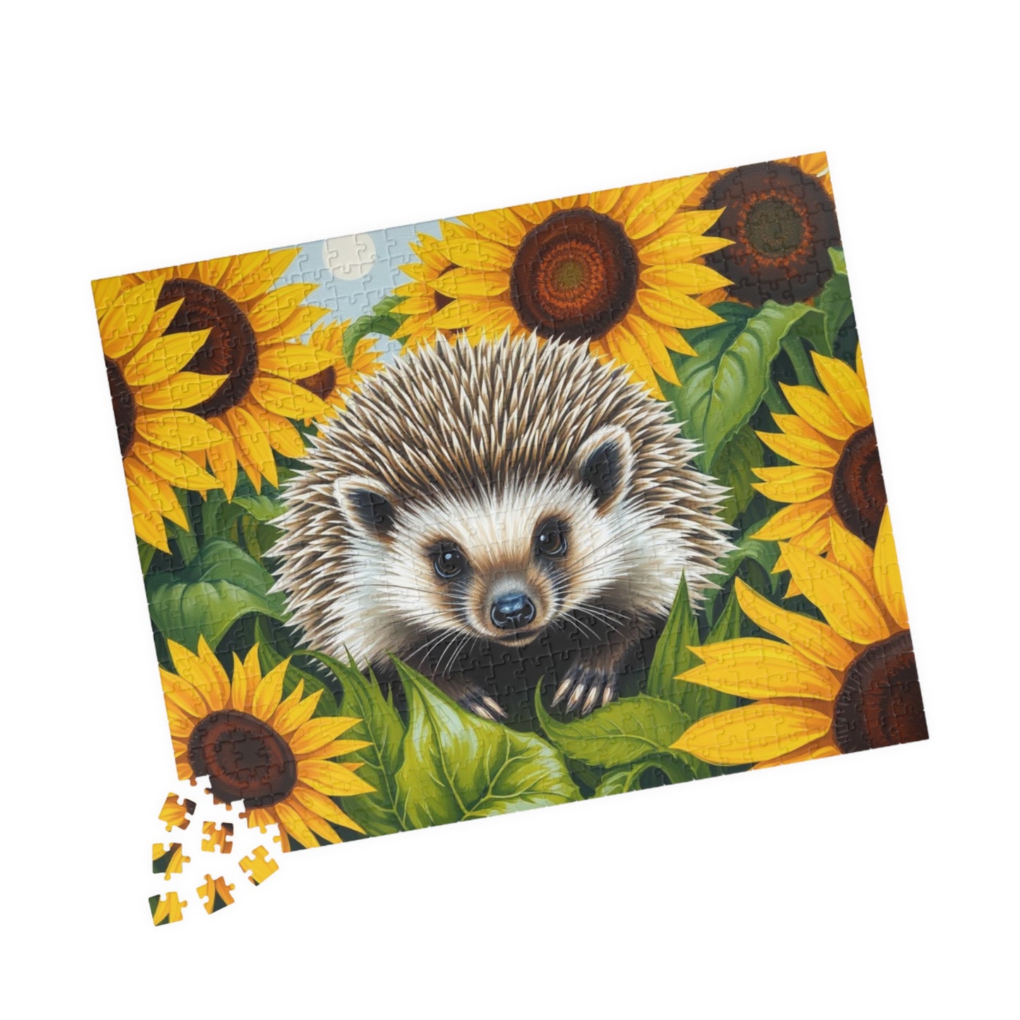 Hedgehog in Sunflowers Jigsaw Puzzle - Nature Lovers Gift, Family Activity, Mindfulness Hobby, Home Entertainment, Fun Challenge Puzzle The Puzzle Chest