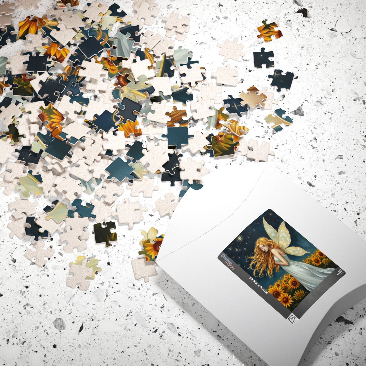Starry Night Fairy Jigsaw Puzzle - Sunflower Field Under Moonlight Sky 110-1014-Pieces Ideal for Gifts, Family Fun, Cozy Nights, Home Decor
