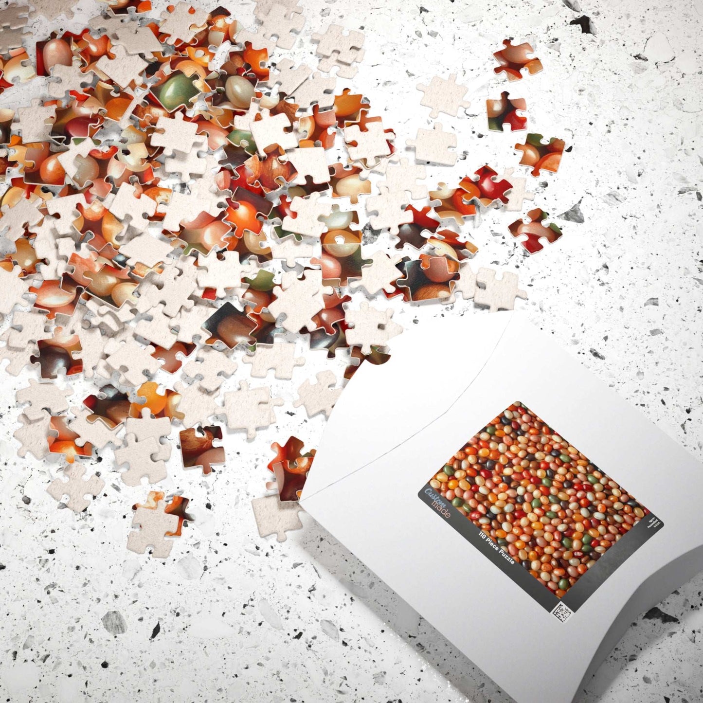 Chaotic Jelly Beans Puzzle, Vibrant Candy-Themed Jigsaw, Earth Tones Food Collage, Family Activity, Quiet Pastime, Foodie Puzzle Lover Puzzle The Puzzle Chest