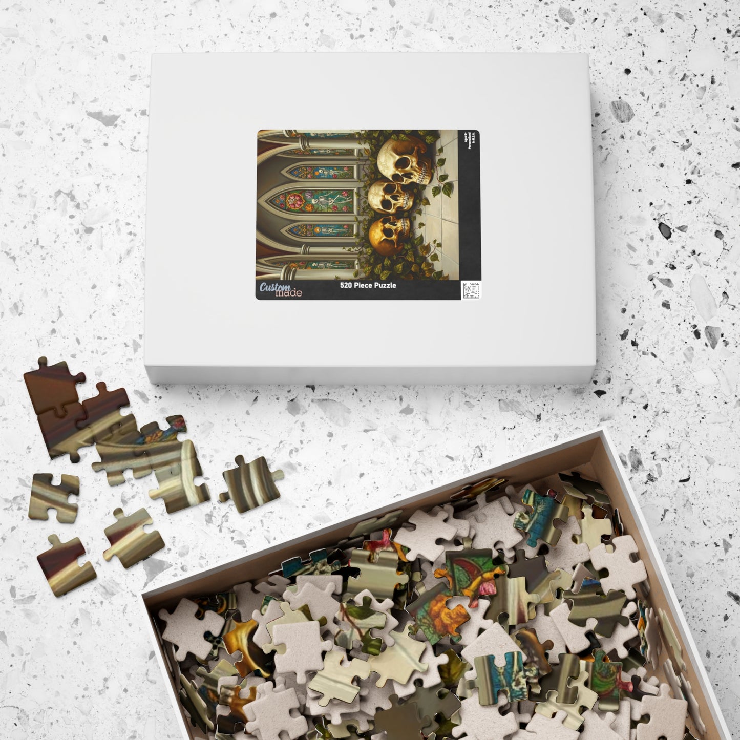 Ornate Ossuary Bloom - Skull Garden Puzzle, Gothic Artwork Jigsaw Game for Gift for Puzzle Lover, Halloween Decor, Stress Relief Activity