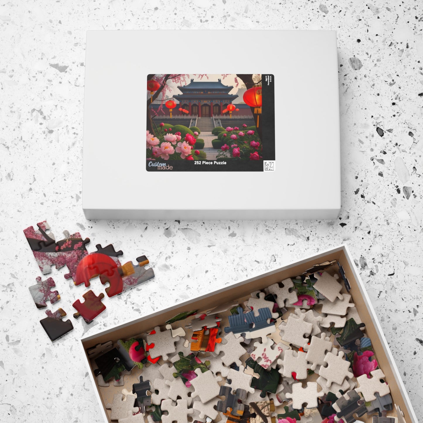 Forbidden City Beijing Jigsaw Puzzle with Peonies and Lanterns, 252 520 1014-Piece Puzzle, Chinese Landmark Gift, Creative Hobby Puzzle The Puzzle Chest