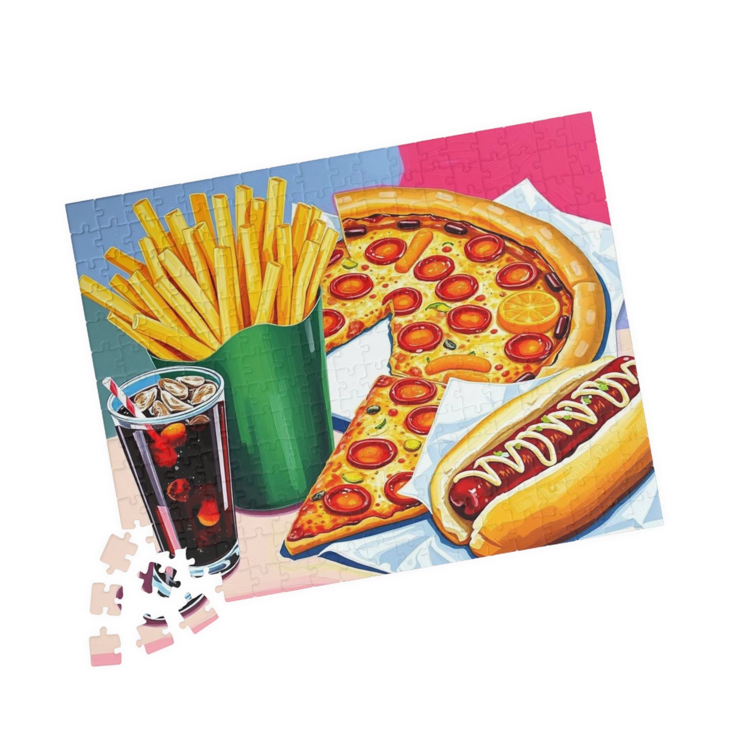 Fast Food Fun Puzzle - Pop Art Jigsaw Game Adult Gift for Food Lovers, Family Game Night, Unique Home Entertainment Puzzle The Puzzle Chest