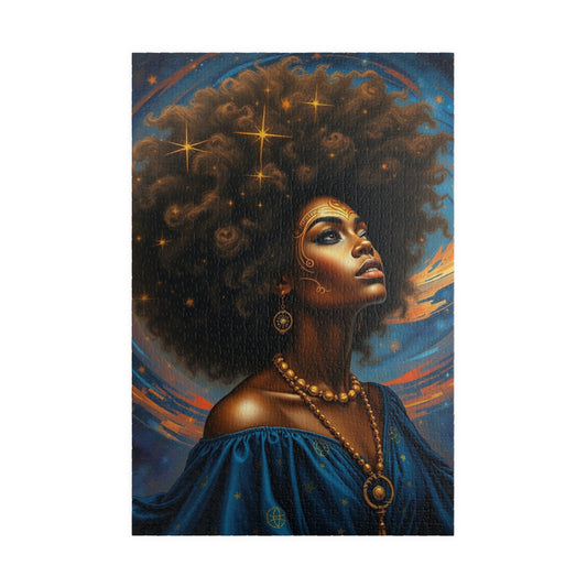 Cosmic Beauty Puzzle - African American Woman, Celestial Afrocentric Artwork, Black Art Mindfulness Game, Gift for Puzzle Lover, Family Fun 1014 pcs (Vertical) Puzzle The Puzzle Chest