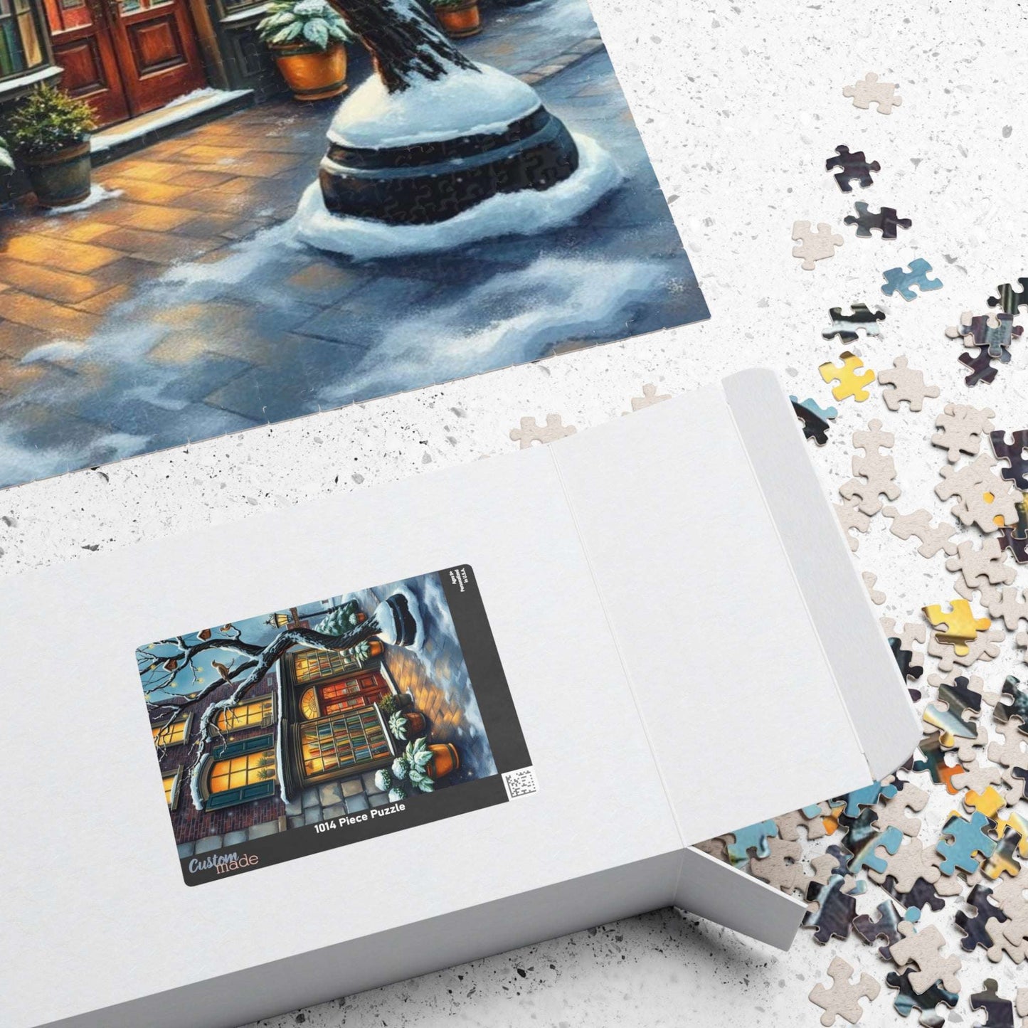 Winter Glow Old World Bookstore Jigsaw Puzzle - Snowy Bookshop Puzzle The Puzzle Chest