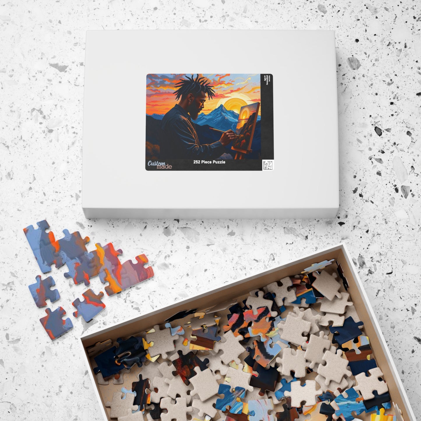 Black Man Painting Jigsaw Puzzle - Afrocentric Art 110, 252, 520, 1014 Pieces, African American Puzzle, Black Artwork Game Puzzle The Puzzle Chest