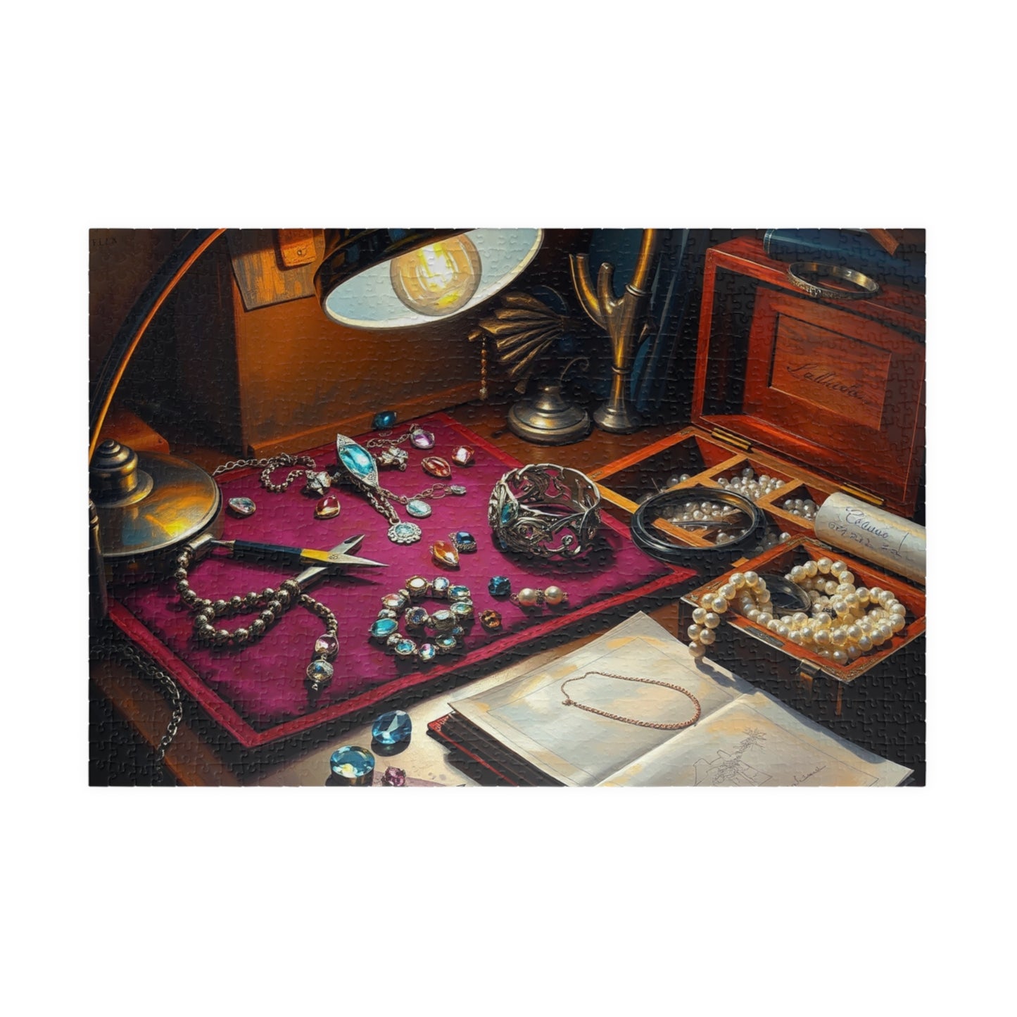 Jewelry Maker Workbench Jigsaw Puzzle, Intricate Beads, Gems and Crafting Scene, Detailed Crafting Table Design, Mindful Hobby, DIY Crafters 1014 pcs (Horizontal) Puzzle The Puzzle Chest