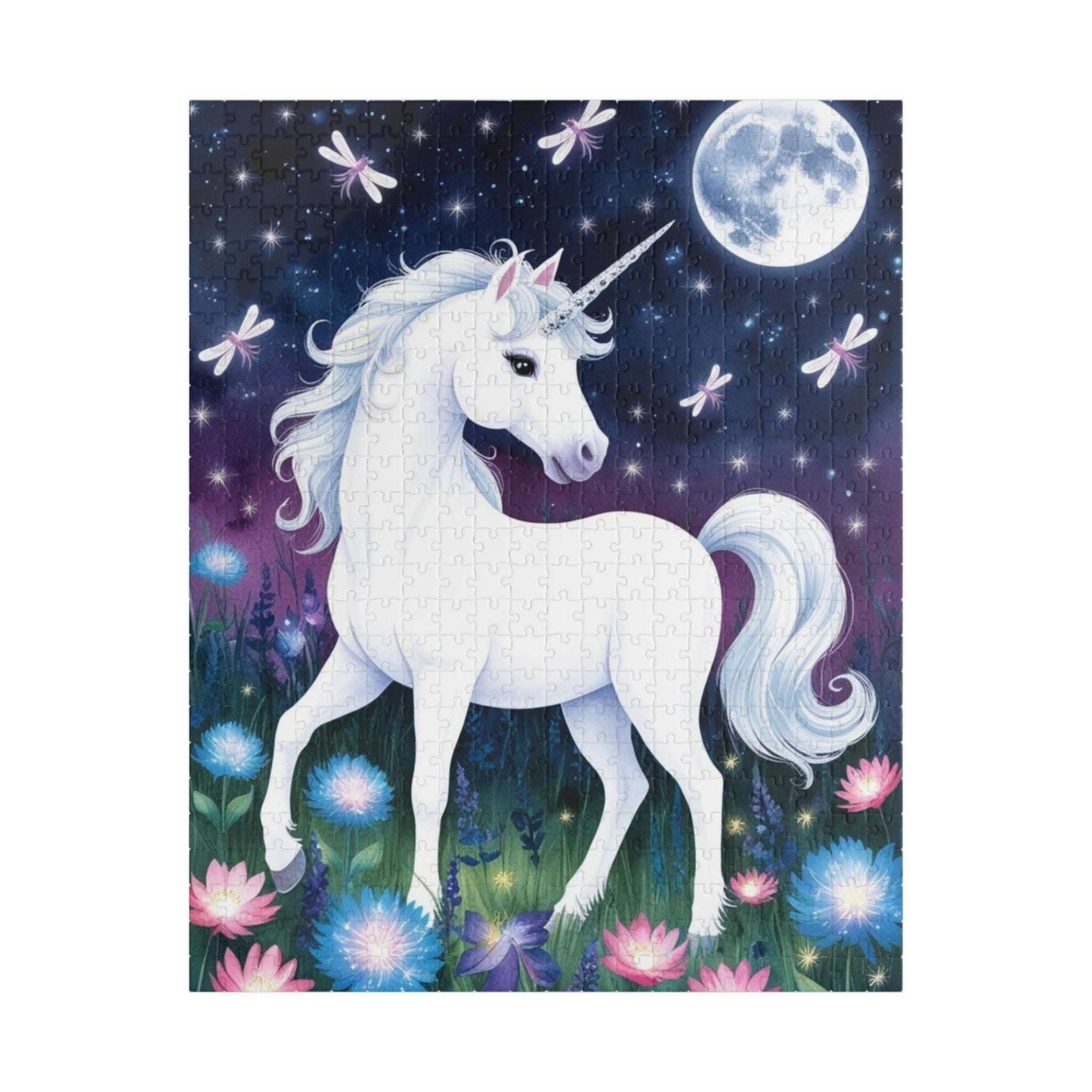 Jigsaw Puzzle, White Unicorn in Meadow, 1000 Piece, Luminous Flowers, Fun Family Activity, Relaxation Toy, Home Decor, Gift Idea, Unicorn 520 pcs (Vertical) Puzzle The Puzzle Chest