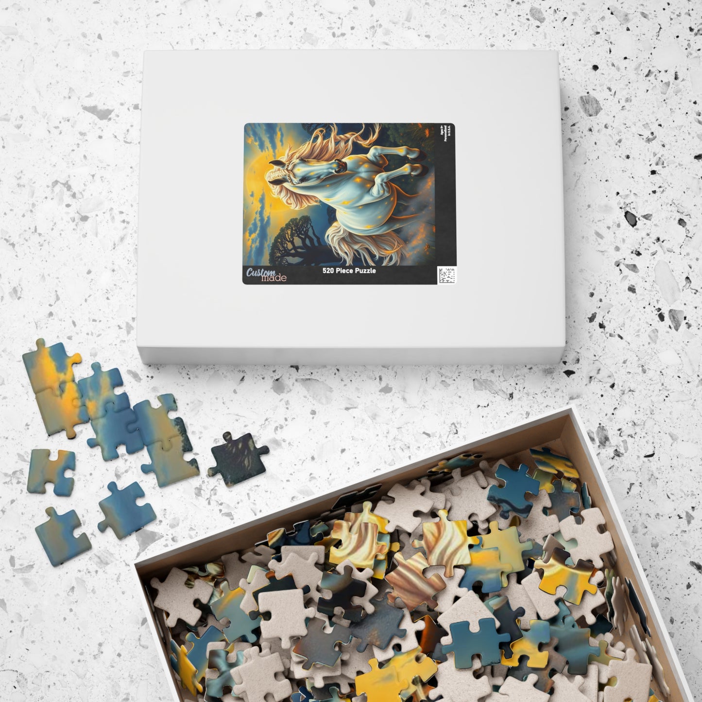 African Jungle White Horse Jigsaw Puzzle, Enchanting Horse Lover Gift for Friends, Family Game Night, Mindful Birthday Holiday Fun Puzzle The Puzzle Chest