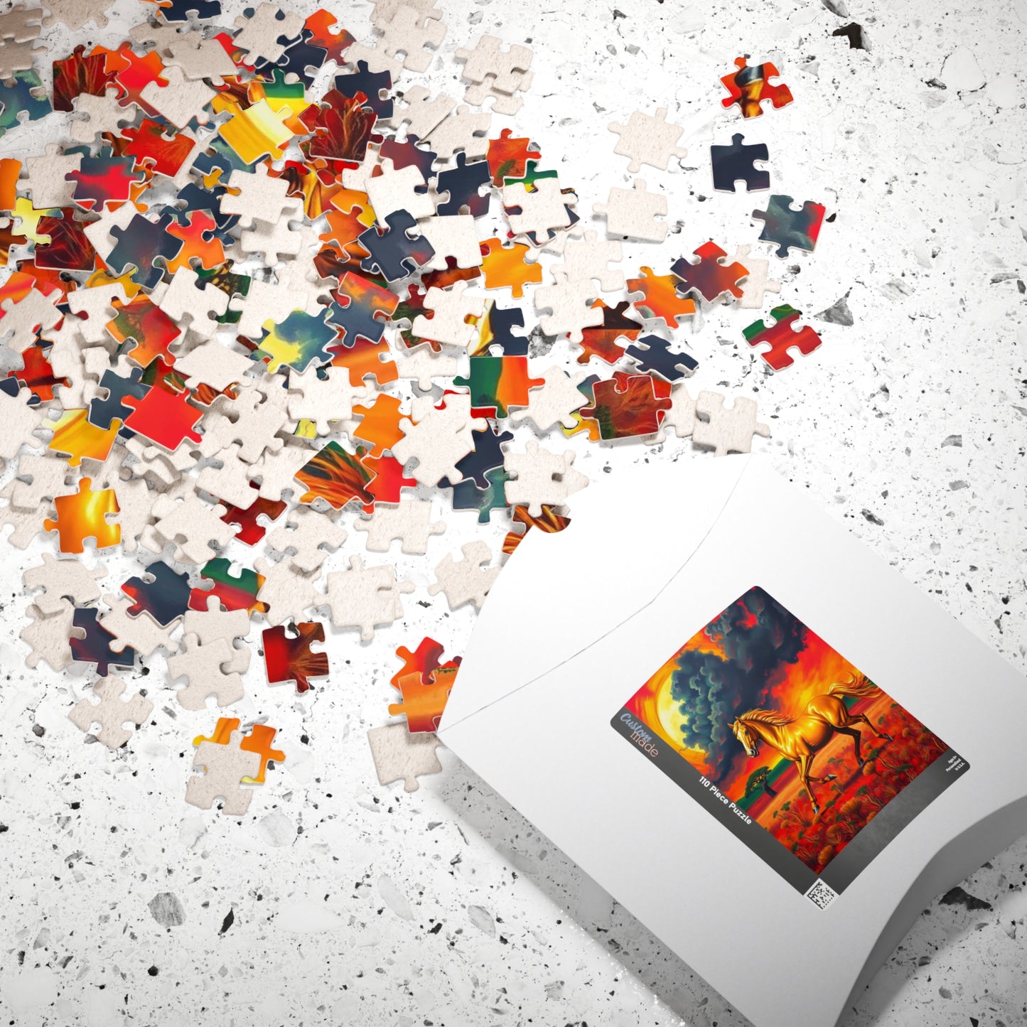Golden Horse Sunset Puzzle, Art Equestrian Jigsaw Puzzle Game, Gift for Horse Lover, Family Night Mindful Home Entertainment, Adult Puzzle The Puzzle Chest