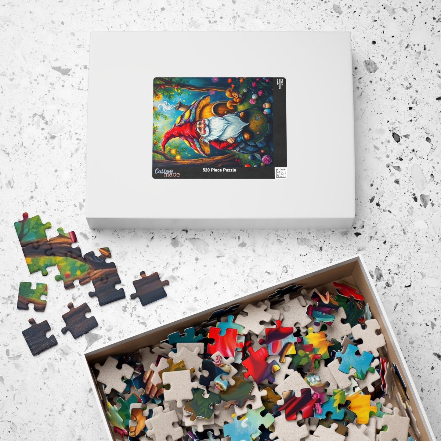 Mystical Gnome Jigsaw Puzzle, Enchanted Woodland Scene with Squirrel and Lanterns, Jigsaw Game for Adults, Entertaining Pastime Puzzle The Puzzle Chest