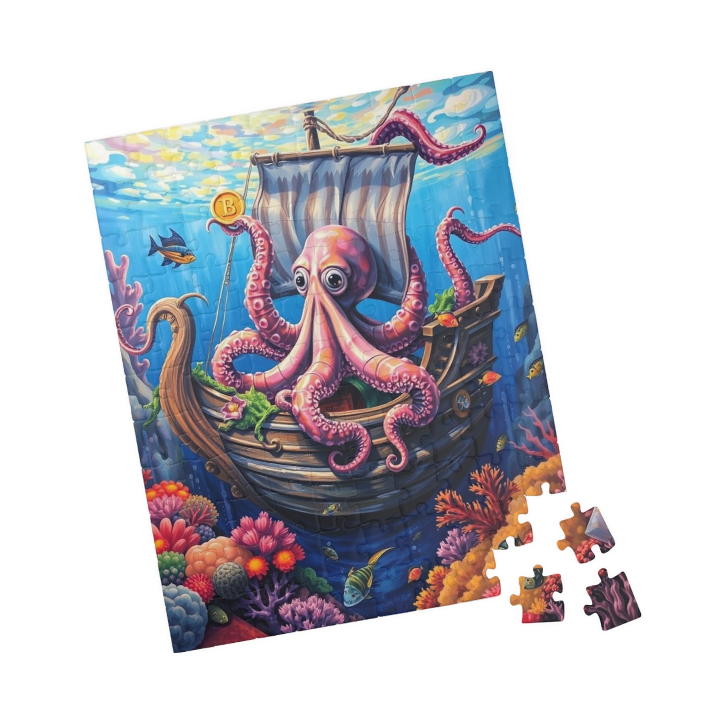 Sunken Pirate Ship Puzzle, Mysterious Underwater Nautical Scene with Octopus Jigsaw Game, Fun Family Activity, Puzzle Fanatic Gift Puzzle The Puzzle Chest