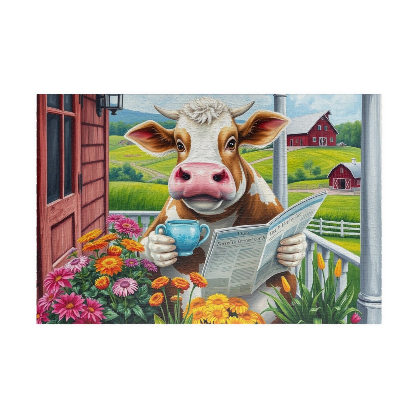 Charming Farmyard Cow Puzzle, Great for Family Fun, Gift for Animal Lovers, 110-1014-piece Jigsaw Game, Perfect for Cozy Nights