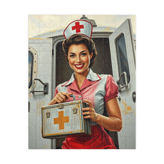 Vintage Nurse Jigsaw Puzzle, Retro Medical Art Wartime, Unique Gift for Healthcare Worker, Family Fun Activity, Brain Teaser, Creative Hobby 110 pcs (Vertical) Puzzle The Puzzle Chest