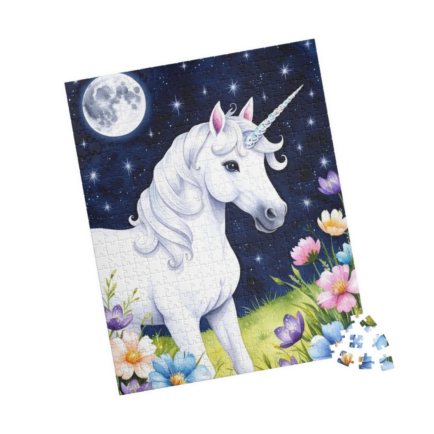 Beautiful Unicorn Puzzle, Mythical Creature Jigsaw, Moonlit Meadow Fantasy Floral Tabletop Game, Family Entertainment, Best Unique Gift Idea Puzzle The Puzzle Chest