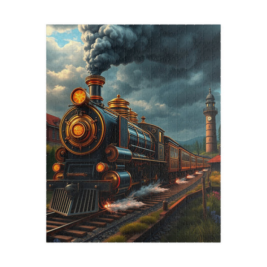 Vintage Steam Train Puzzle, 110-1014 Piece Steampunk Jigsaw for Train Lovers, Gift for Adults, Family Activity, Solo Fun 520 pcs (Vertical) Puzzle The Puzzle Chest