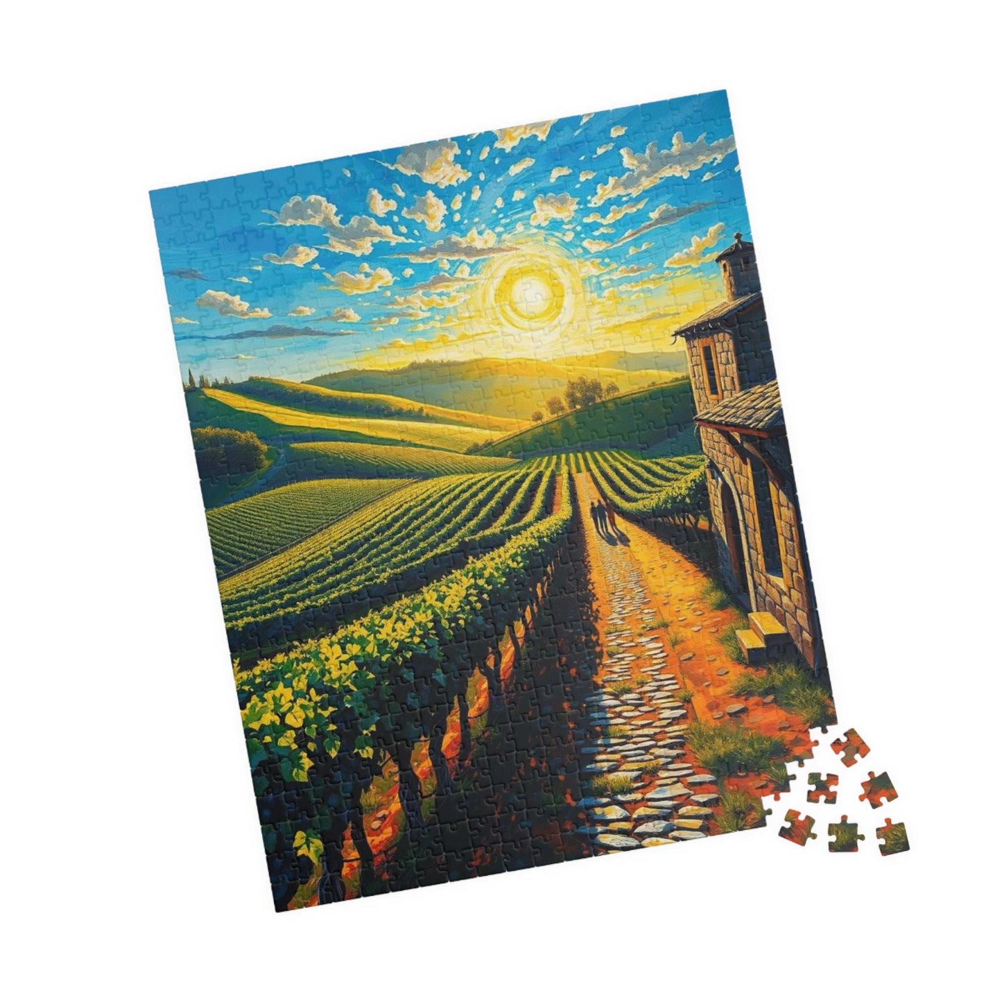 Scenic Vineyard Puzzle, Nature Puzzle, Sunset Jigsaw, Family Activity, Gift for Puzzle Lovers Puzzle The Puzzle Chest
