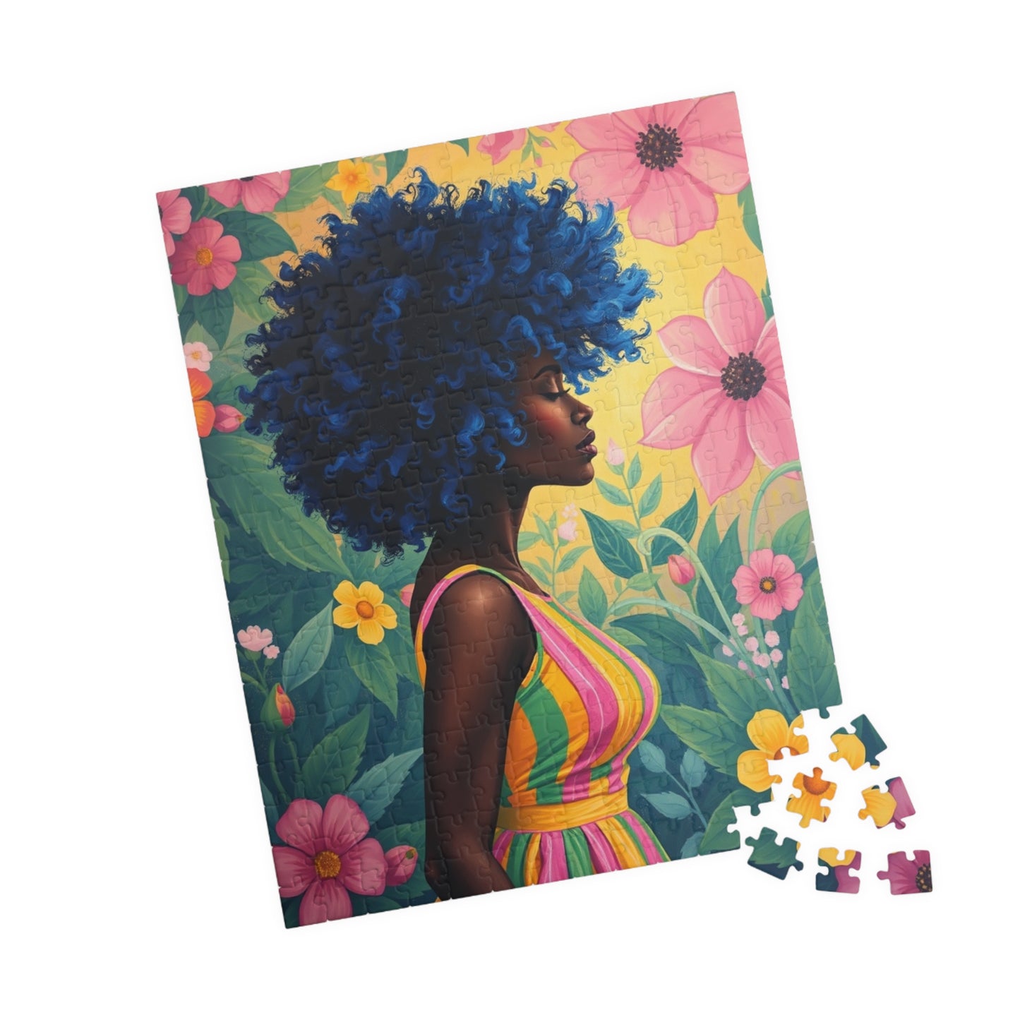Colorful Floral Afrocentric Puzzle, African American Woman, Black Art-Inspired Game for Families, Gift for Puzzle Lover, Brain Teaser Puzzle The Puzzle Chest