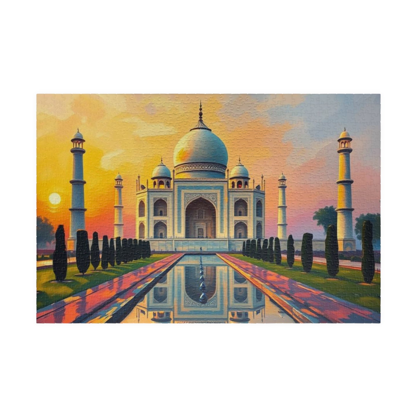 Taj Mahal Puzzle - Religious Monument in India, 100-1000 Piece Puzzle, Faith-Based Historical Puzzle, Landmark Puzzle, Muslim Art Gift 1014 pcs (Horizontal) Puzzle The Puzzle Chest