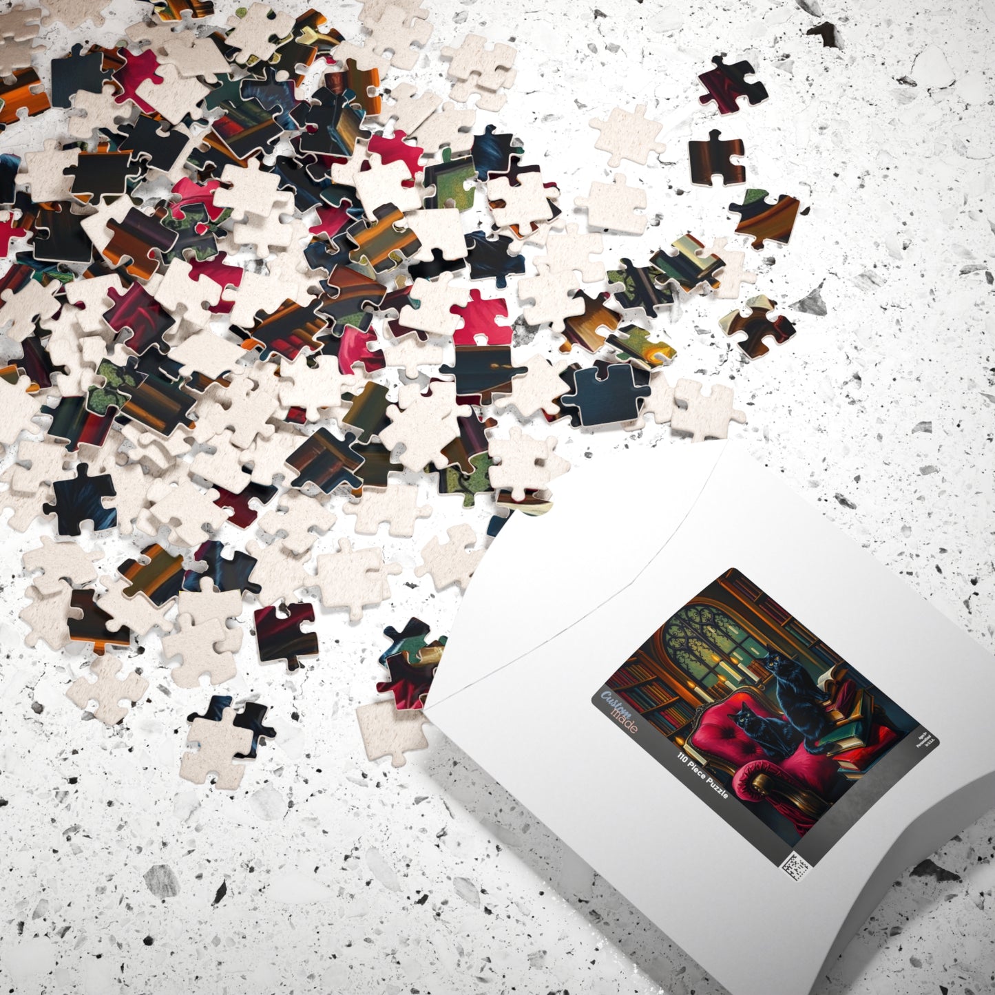 Black Cat Bookshelf Gothic Puzzle, Cozy Kittens in Library Study Room, Family Activity or Solo Fun, Pet Themed Puzzle, Animal Lover Gift Puzzle The Puzzle Chest