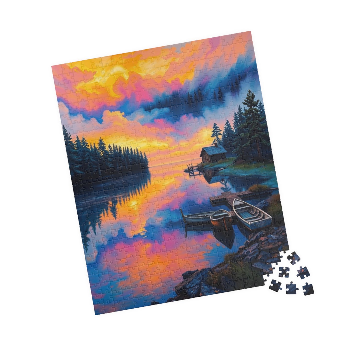Scenic Puzzle with Colorful Lake Reflection, Nature Lovers Gift, Mindful Hobby, Family Game Night, Unique Home Decor Puzzle The Puzzle Chest