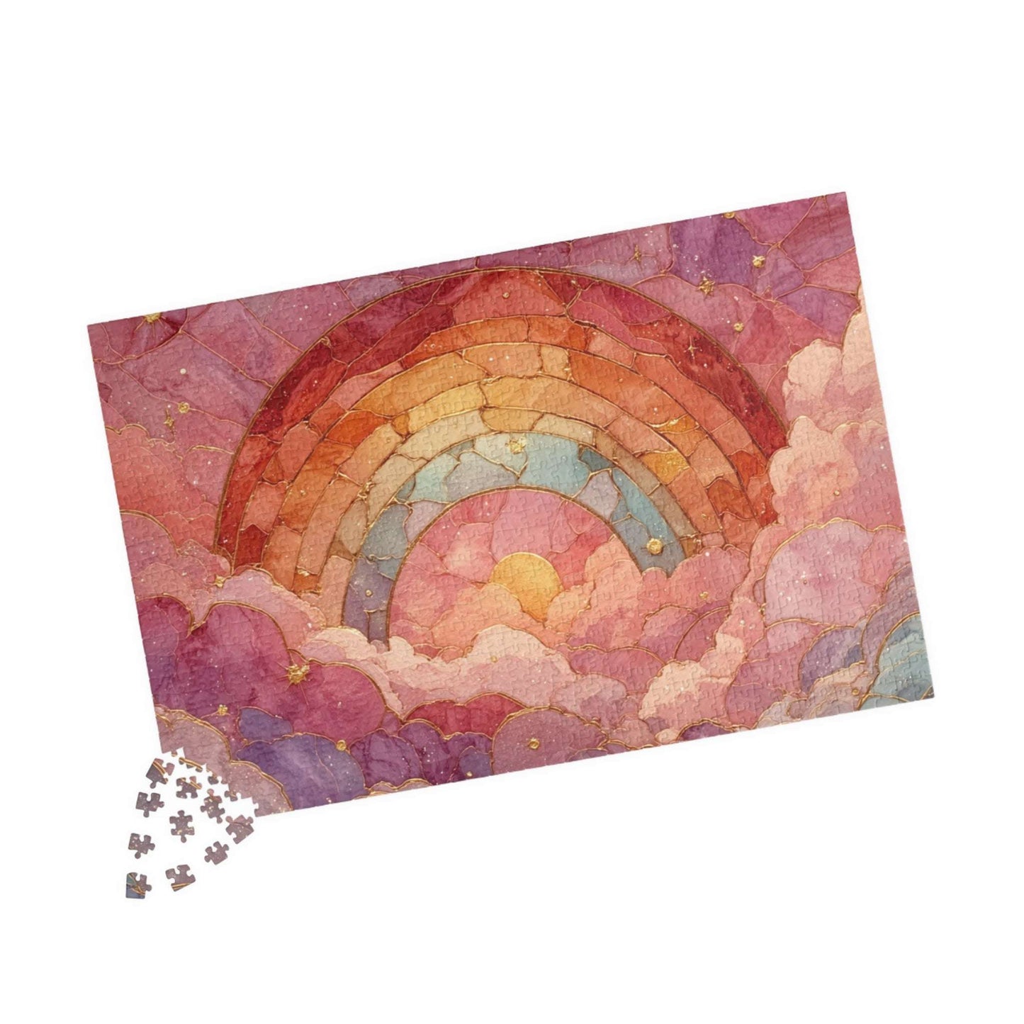 Abstract Rainbow Cloud Jigsaw Puzzle - Stained Glass Style, Pastel Colors 1014 pcs (Horizontal) Puzzle The Puzzle Chest