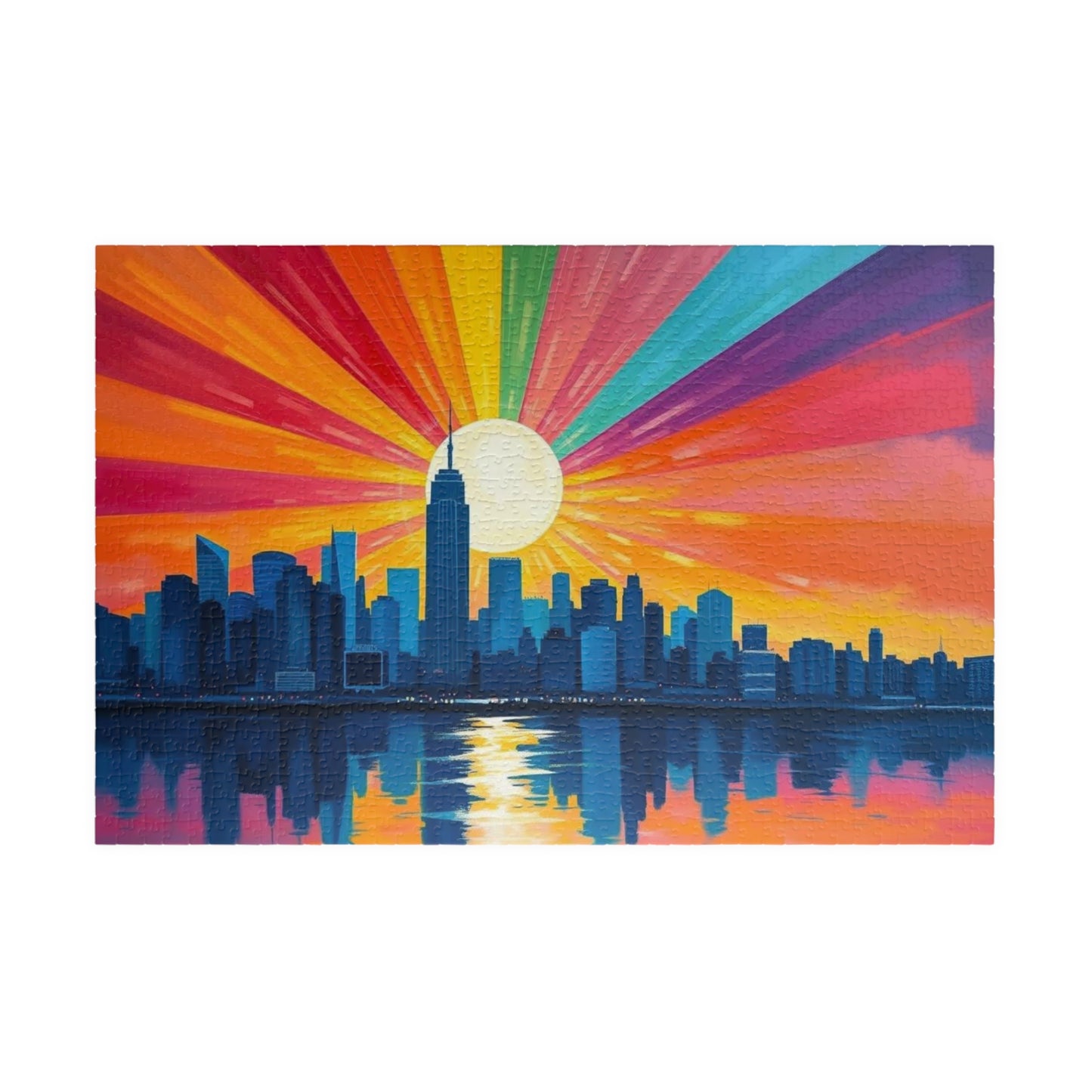Radiant Horizon Jigsaw Puzzle, Rainbow Pride Puzzle, Colorful City Sunset Puzzle, Pride Month Gift for Friend, Solo Fun or Family Activity 1014 pcs (Horizontal) Puzzle The Puzzle Chest