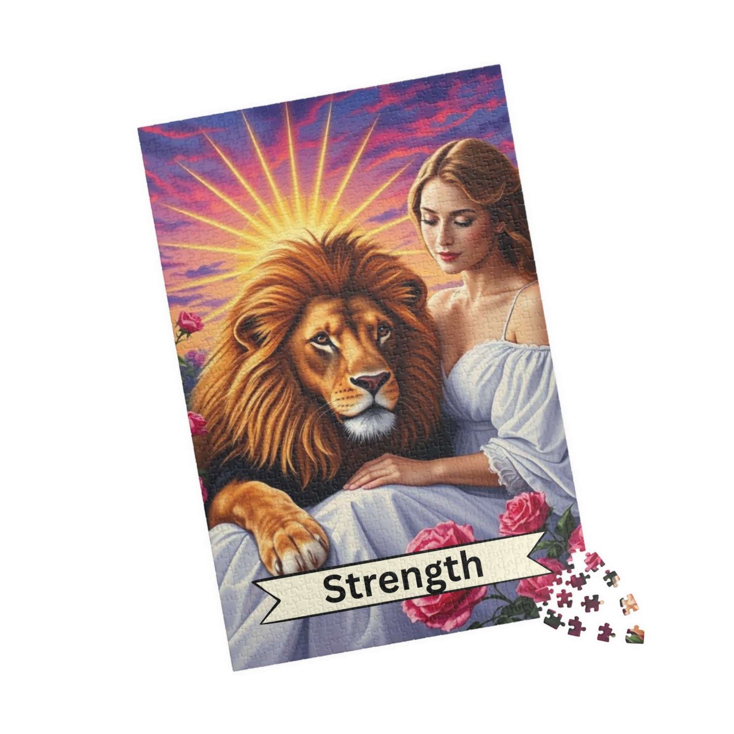 Her Strength Jigsaw Puzzle - Tarot Card Lion Design, Holiday Birthday Gift for Adult Puzzle Lover, Fun Family Game Night, Mindful Activity 1014 pcs (Vertical) Puzzle The Puzzle Chest