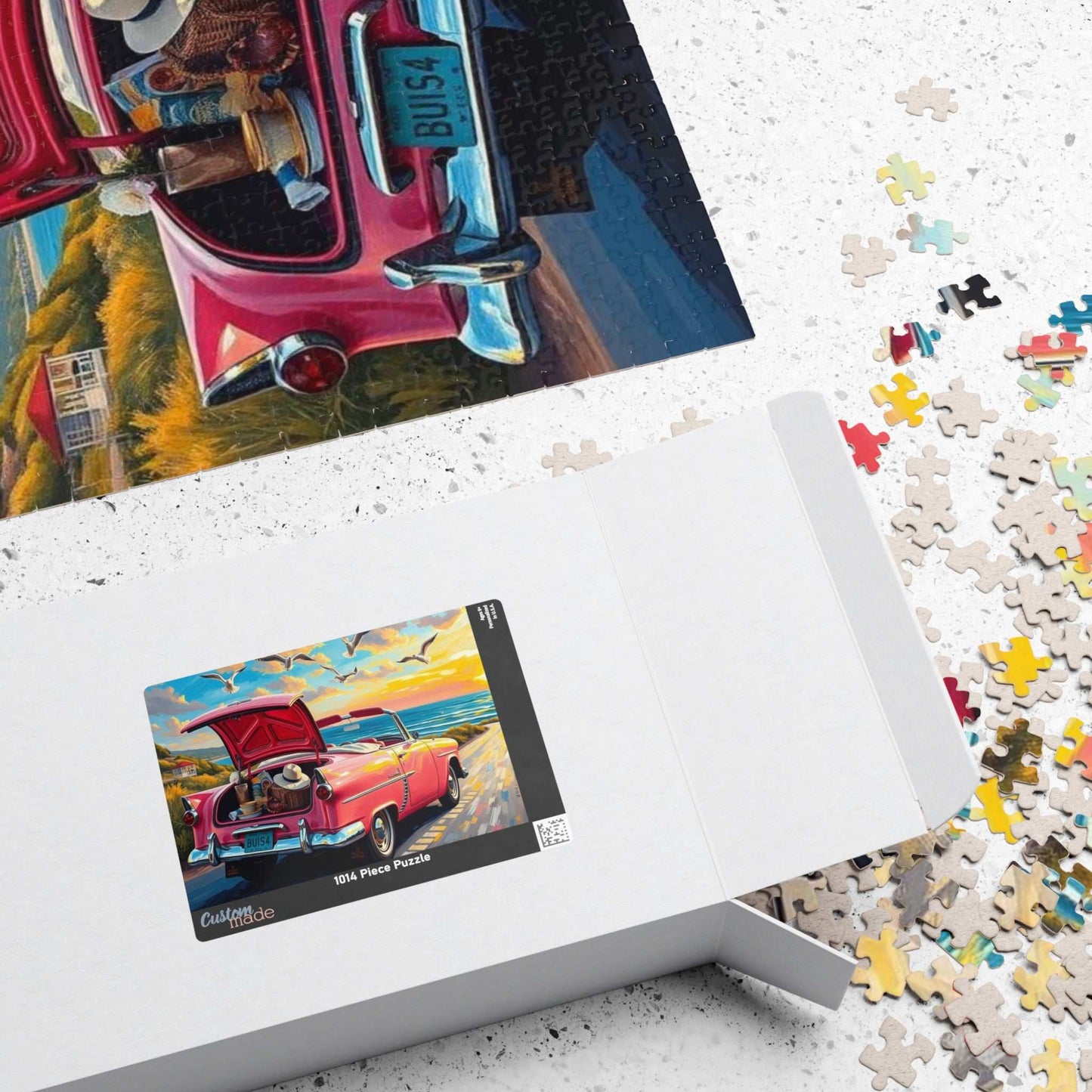 Seaside Summer Getaway Jigsaw Puzzle - Vintage Car, 110-1014 Piece Beach Theme Solo or Family Activity, Ideal Holiday Gift for Car Lover Puzzle The Puzzle Chest