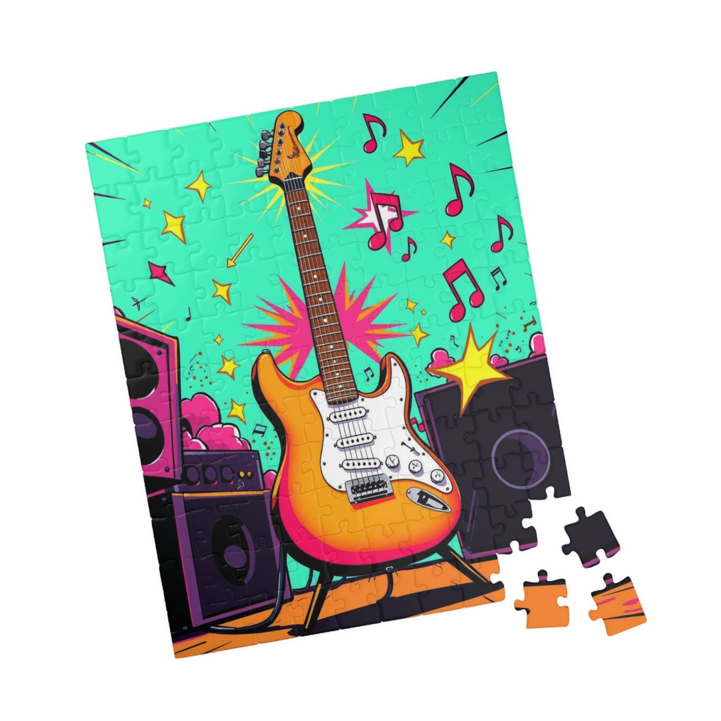Colorful Guitar Puzzle - Pop Art Jigsaw Puzzle for Adults, Perfect for Music Lover, Game Night, Family Fun, Gifts, Unique Home Entertainment Puzzle The Puzzle Chest