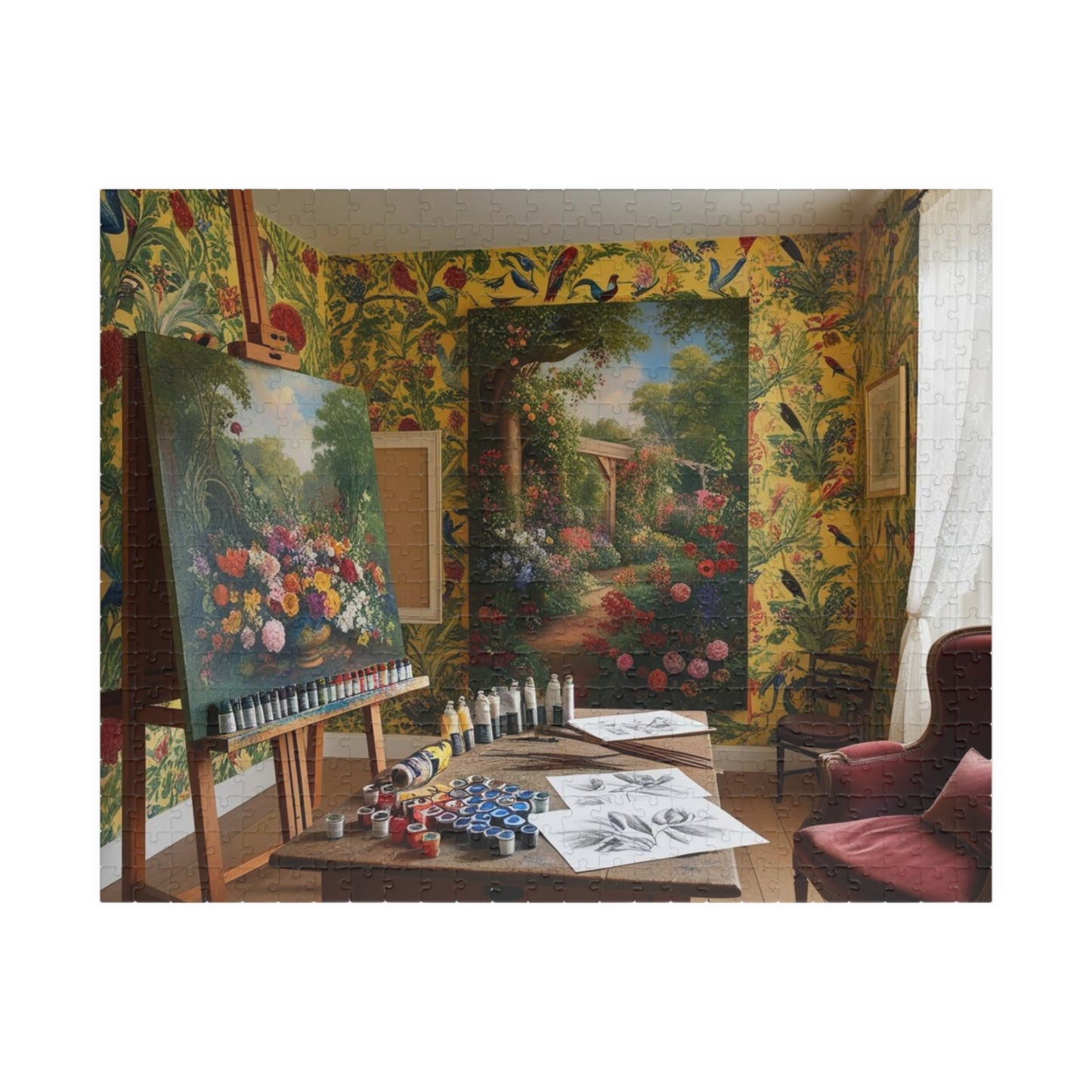 Garden Artist Studio Puzzle - Nature Scene Jigsaw Game for Adult Relaxation, Frameable Home Decor, Gift, Garden Lovers, Creative Challenge