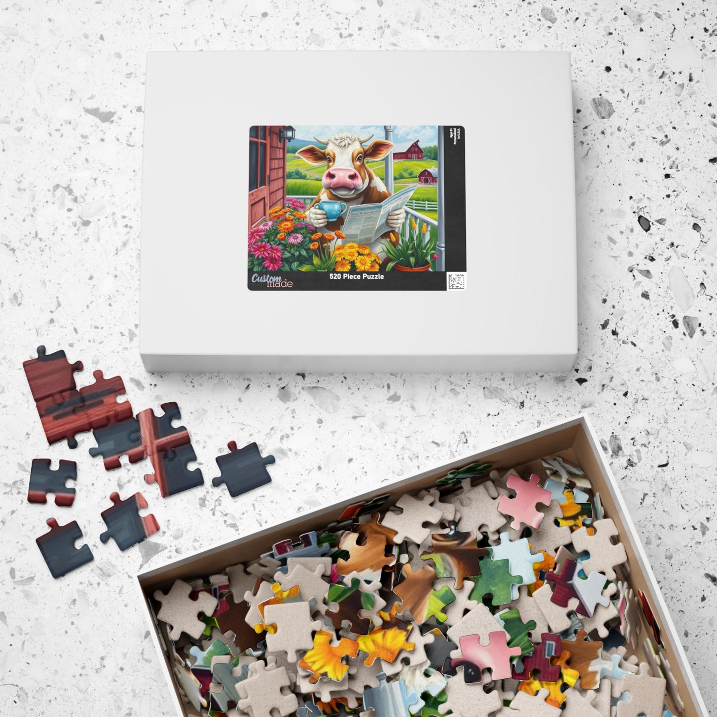 Charming Farmyard Cow Puzzle, Great for Family Fun, Gift for Animal Lovers, 110-1014-piece Jigsaw Game, Perfect for Cozy Nights