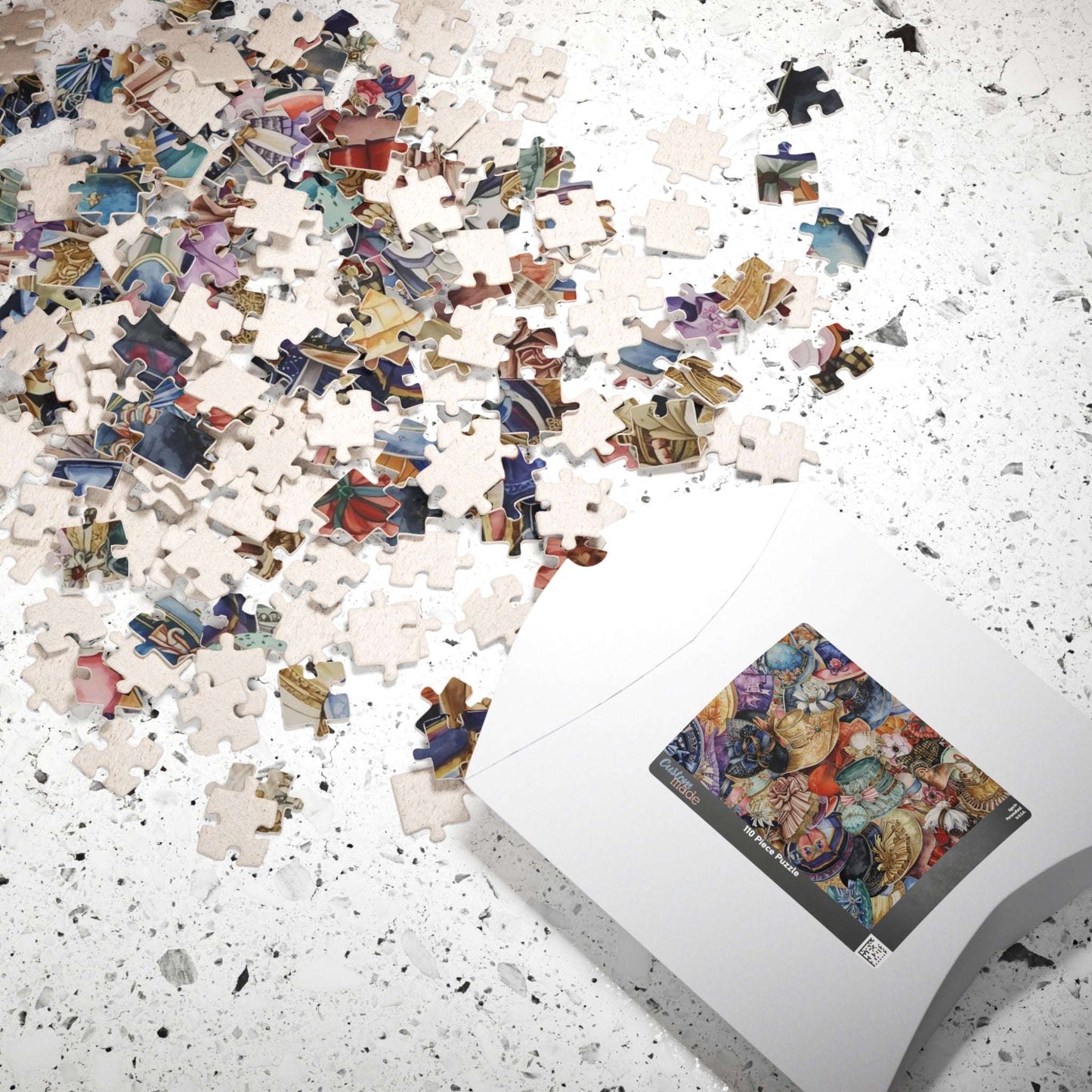 Church Hat Collage Jigsaw Puzzle – Overlapping Vintage Hats with Flowers, Ribbons, and Retro Style Puzzle The Puzzle Chest