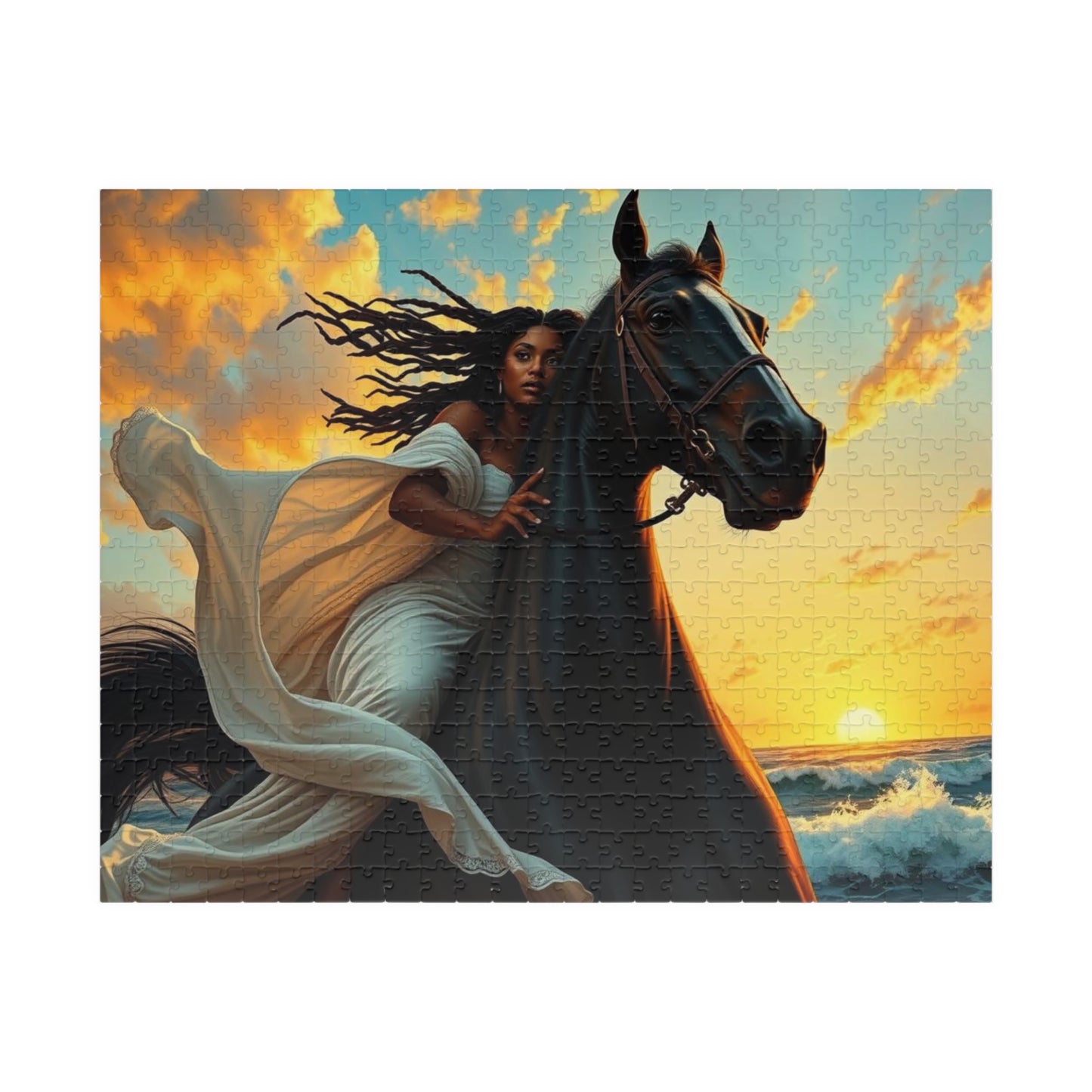 Majestic Horse Puzzle, Equestrian Black Art Jigsaw Puzzle Horse Lover Gift for Friend, Home Entertainment Creative Activity Family Bonding 520 pcs (Horizontal) Puzzle The Puzzle Chest