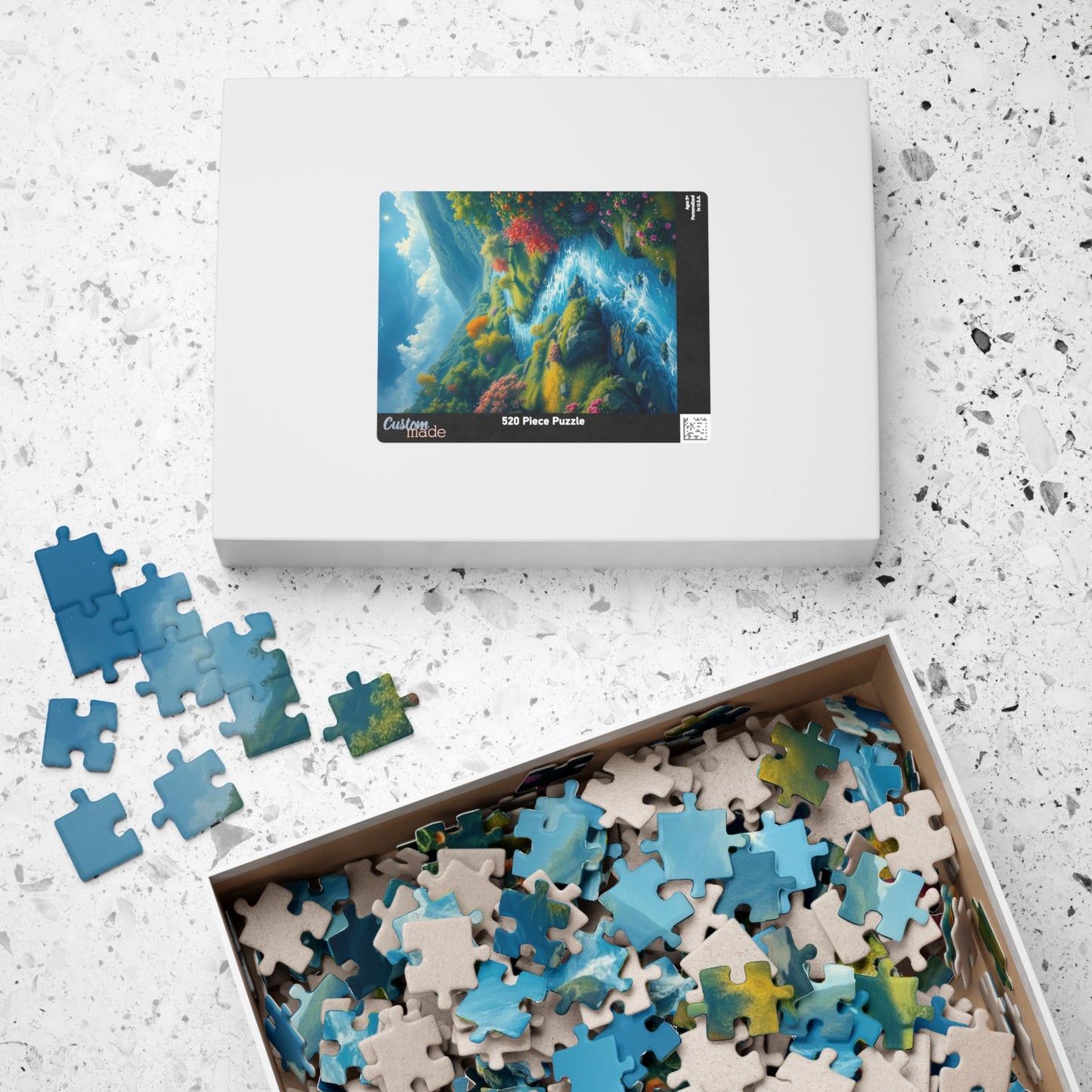 Mystical River Valley Jigsaw Puzzle, Fantasy Landscape with Vibrant Trees and Flowers, Ethereal Scene of Nature's Beauty and Tranquility Puzzle The Puzzle Chest