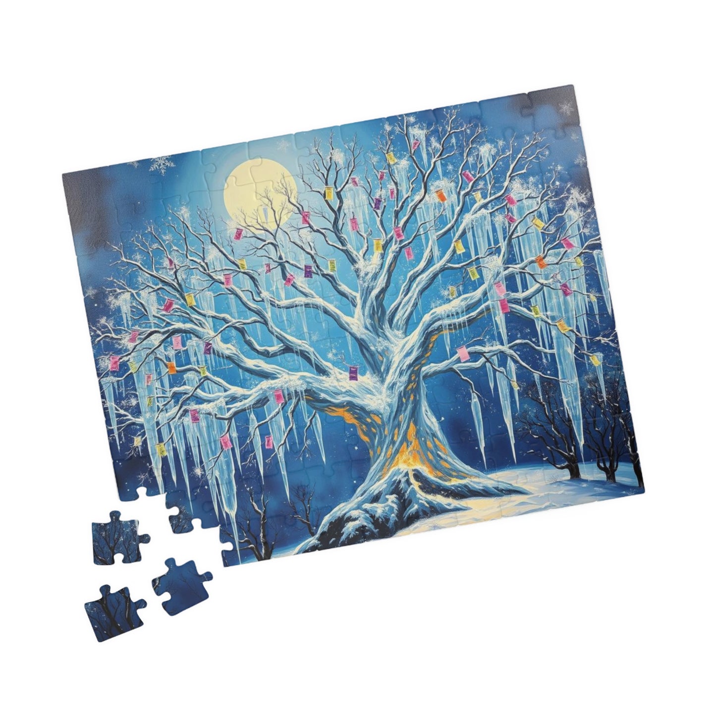 Winter Tree of Wishes Jigsaw Puzzle, 110-1014 Piece Holiday Gift for Friend, Family Activity, Christmas Winter Scene Cozy Home Entertainment