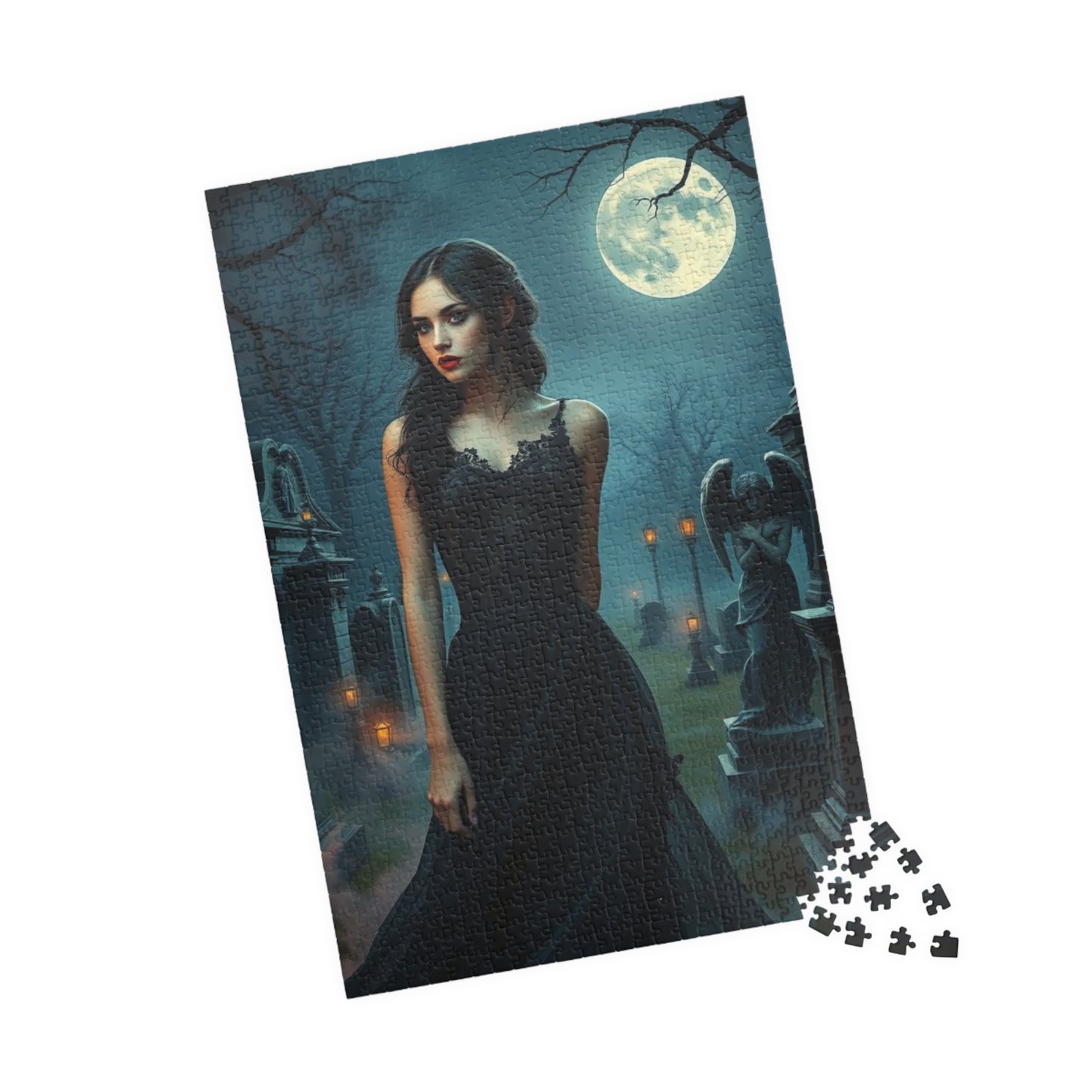 Gothic Moonlit Puzzle, Dark Fantasy Art, Spooky Decor, Halloween Gift for Puzzle Loving Friends, Family Activity, Unique Home Entertainment Puzzle The Puzzle Chest