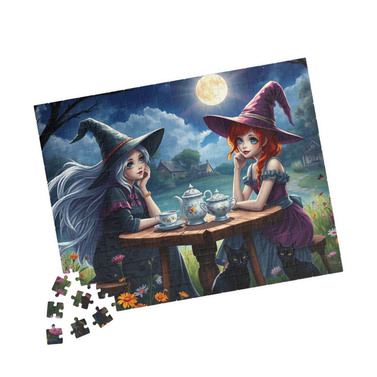 Magical Tea Time Puzzle, Enchanting Puzzle Art, Halloween Witch-Themed Jigsaw Game, Family Night, Fantasy Gift for Puzzle Lover Puzzle The Puzzle Chest