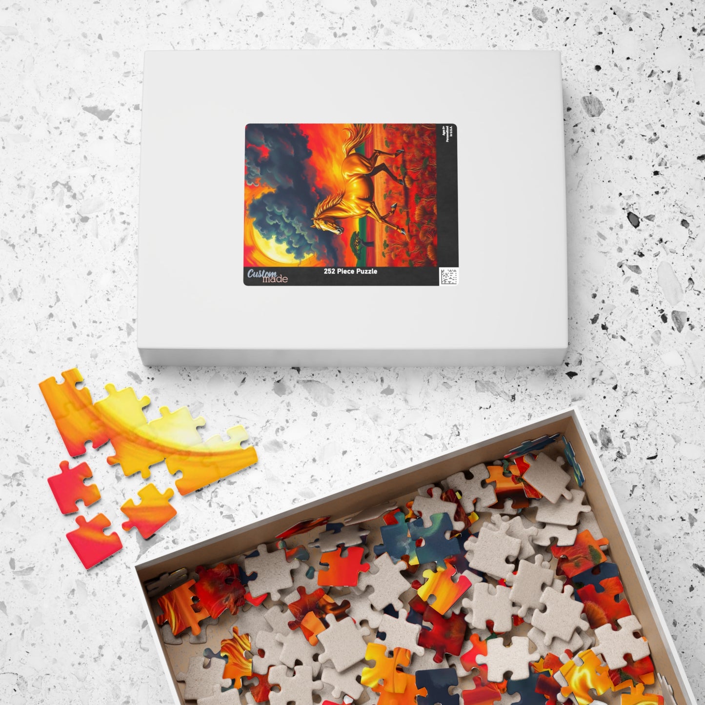 Golden Horse Sunset Puzzle, Art Equestrian Jigsaw Puzzle Game, Gift for Horse Lover, Family Night Mindful Home Entertainment, Adult Puzzle The Puzzle Chest