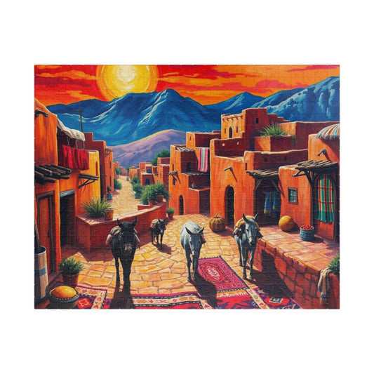 Berber Village Puzzle with Atlas Mountains and Earthy Red Adobe Homes 520 pcs (Horizontal) Puzzle The Puzzle Chest