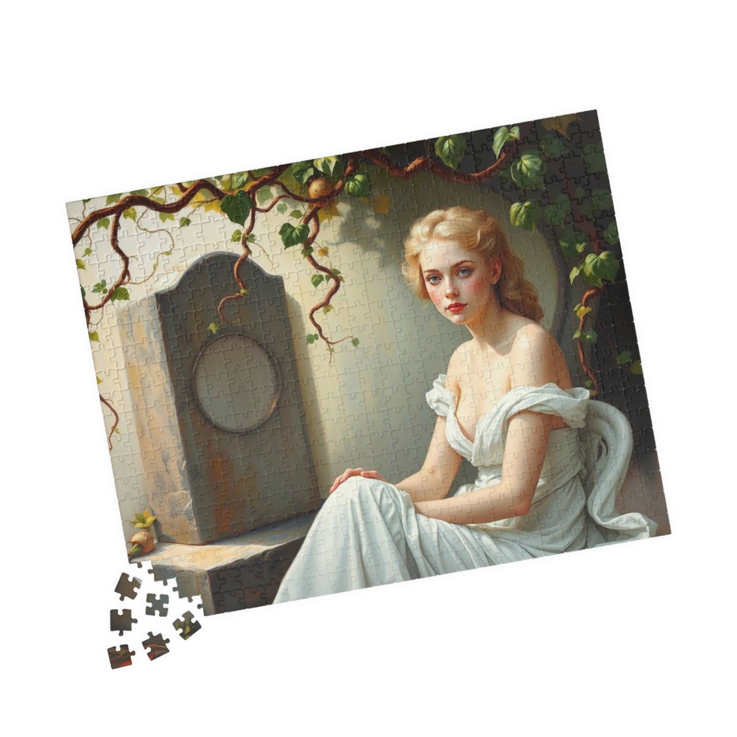 Mourner's Vigil Gothic Jigsaw Puzzle - Woman at Cemetery, Gothic Art Print, Dark Romantic Fantasy Gift for Art Lovers and Puzzle Collectors Puzzle The Puzzle Chest