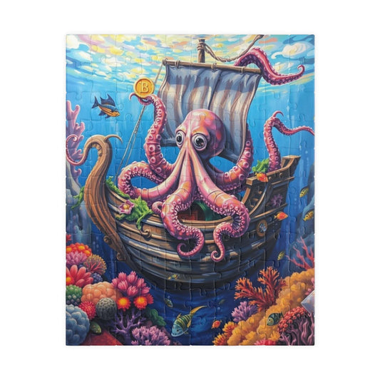 Sunken Pirate Ship Puzzle, Mysterious Underwater Nautical Scene with Octopus Jigsaw Game, Fun Family Activity, Puzzle Fanatic Gift 110 pcs (Vertical) Puzzle The Puzzle Chest