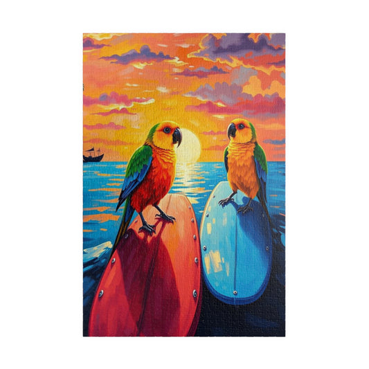 Surfside Flock Jigsaw Puzzle - Tropical Birds on the Waves, Parrots Puzzle, Gift for Animal Puzzle Lover, Family Game Night, Beach Decor 1014 pcs (Vertical) Puzzle The Puzzle Chest