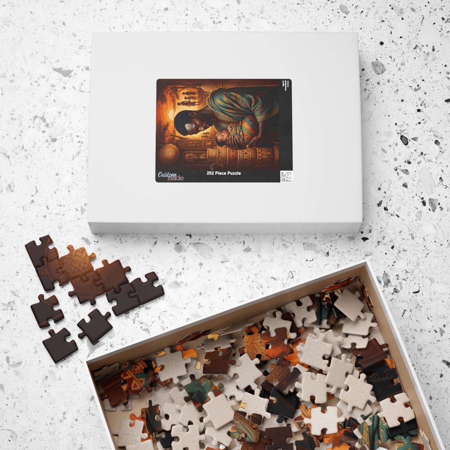 African American Cultural Heritage Jigsaw Puzzle - Family Bonding, Reflective Black Man Art, Afrocentric Puzzle The Puzzle Chest