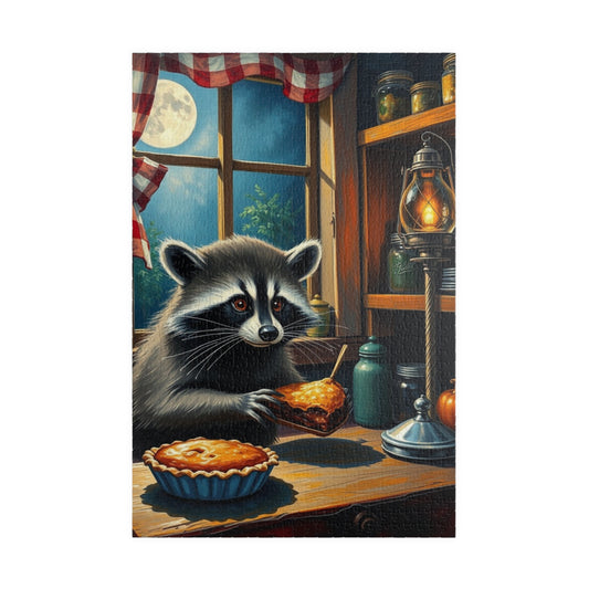 Charming Raccoon Puzzle - 110 to 1014 Pieces, Animal Stealing Pie, Cozy Home Décor, Family Fun, Gift for Nature Lovers, Indoor Activity 1014 pcs (Vertical) Puzzle The Puzzle Chest