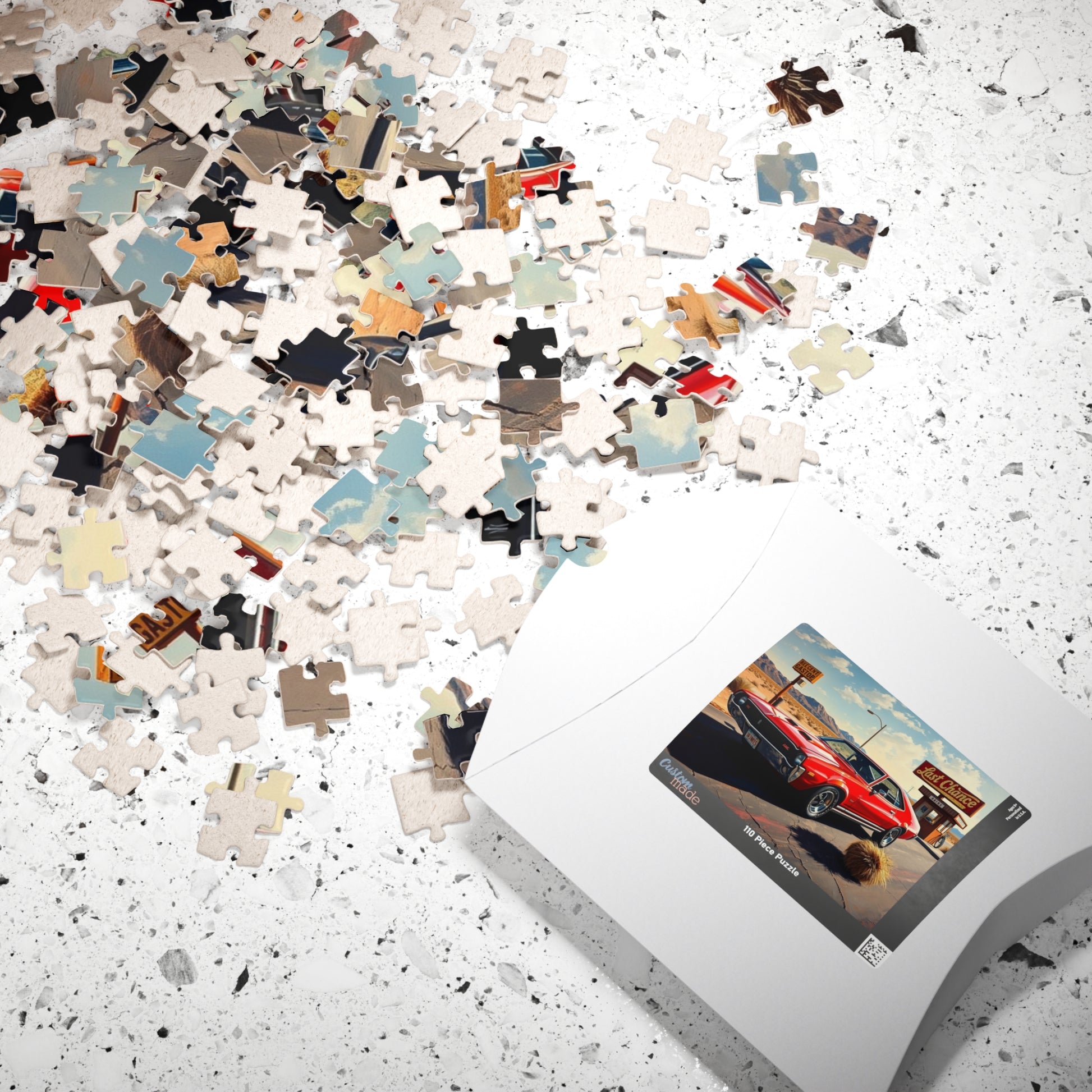 Vintage Car Puzzle - Classic 1969 AMX, Retro Auto Desert Setting, Nostalgic Vehicle Puzzle The Puzzle Chest